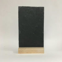 Tischtafel 15x25cm aus echtem Naturschiefer mit Holzsockel gross  