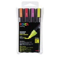 Kreide-Marker-Set Posca 5M,<br> 4 Stück, Neon-Farben, 1.8-2.5mm, wasserresistent